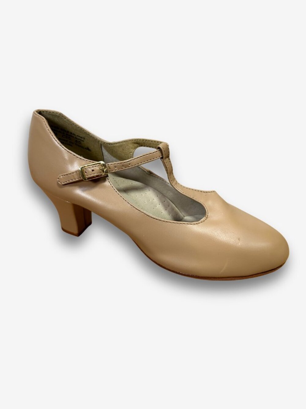 Capezio Footlight T Strap Character Shoes Nude Dance Heels 8 Broadway Style